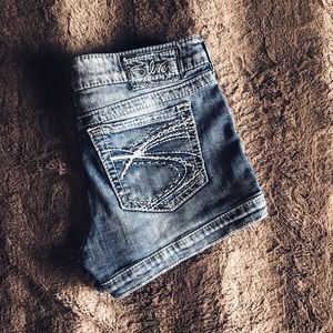 Silver jean shorts
